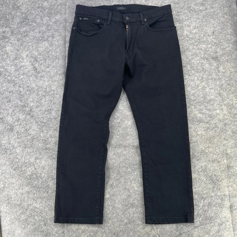 Polo Ralph Lauren Jeans Men 34x32 Black Hampton Relaxed Straight Denim Fit 34x28